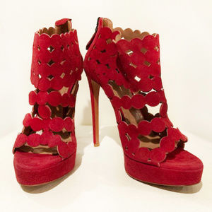 Alaia Bordeaux Suede Booties